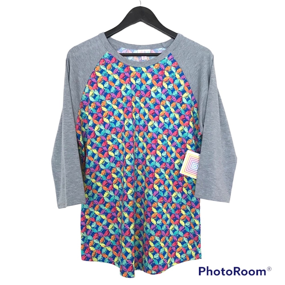 NWT LuLaRoe Randy 3/4 Sleeve T-Shirt | Raglan Sleeve Vibrant Print